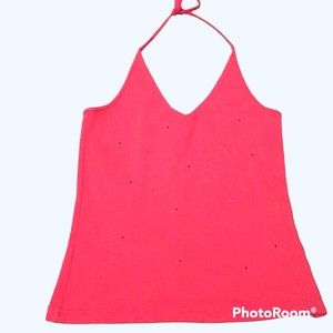 Vintage Y2K Pink GAP Rhinestone halter top small Y2K on trend S jeweled